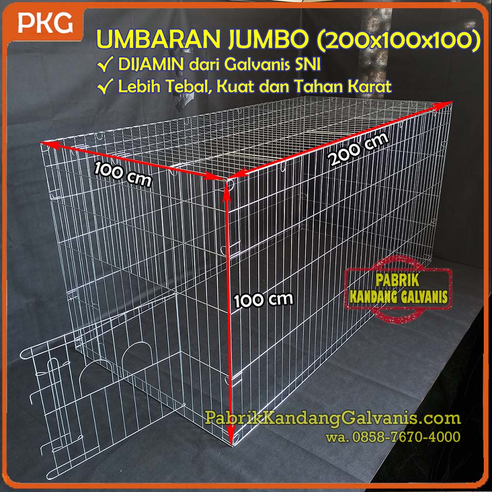 Kandang ayam galvanis dengan jeruji rapat dan pintu pengaman