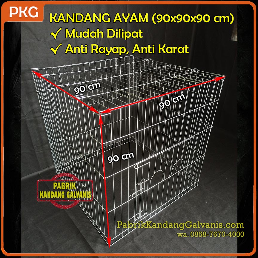 Detail fitur pintu kandang galvanis kotak dengan kunci pengaman modern.