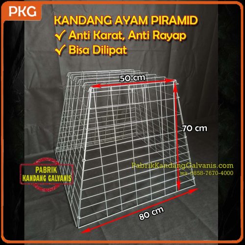 Kandang Ayam Galvanis Piramida dengan pintu pengaman